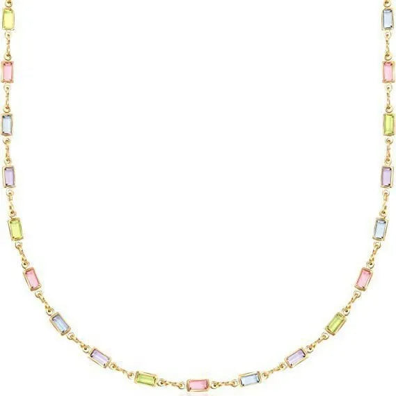 Ladies geometric crystal necklace with adjustable alloy chain 41-50cm cold wind style