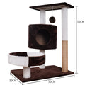 Lepet cat tree with plush nest and scratch board, available in white and brown colour option
