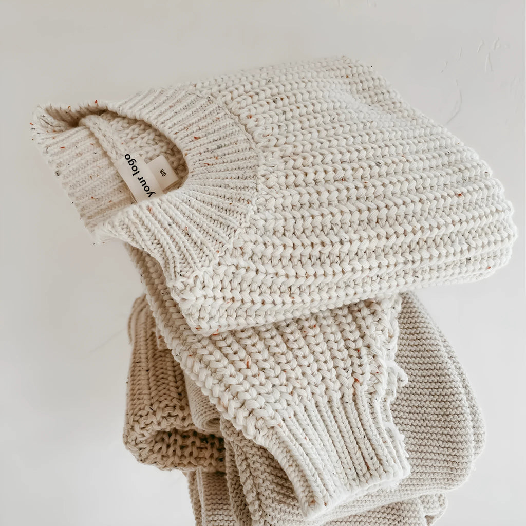 Vanilla cotton oversized sweater for children, sizes 0-3M to 2-3T, casual winter pullover top