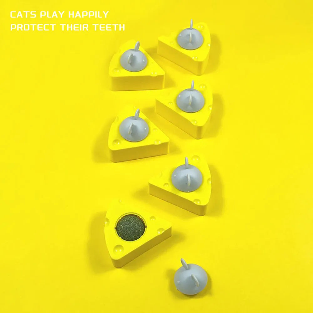 Yellow catnip toy balls made from natural cheese catnip and silvervine for cat teeth cleaning