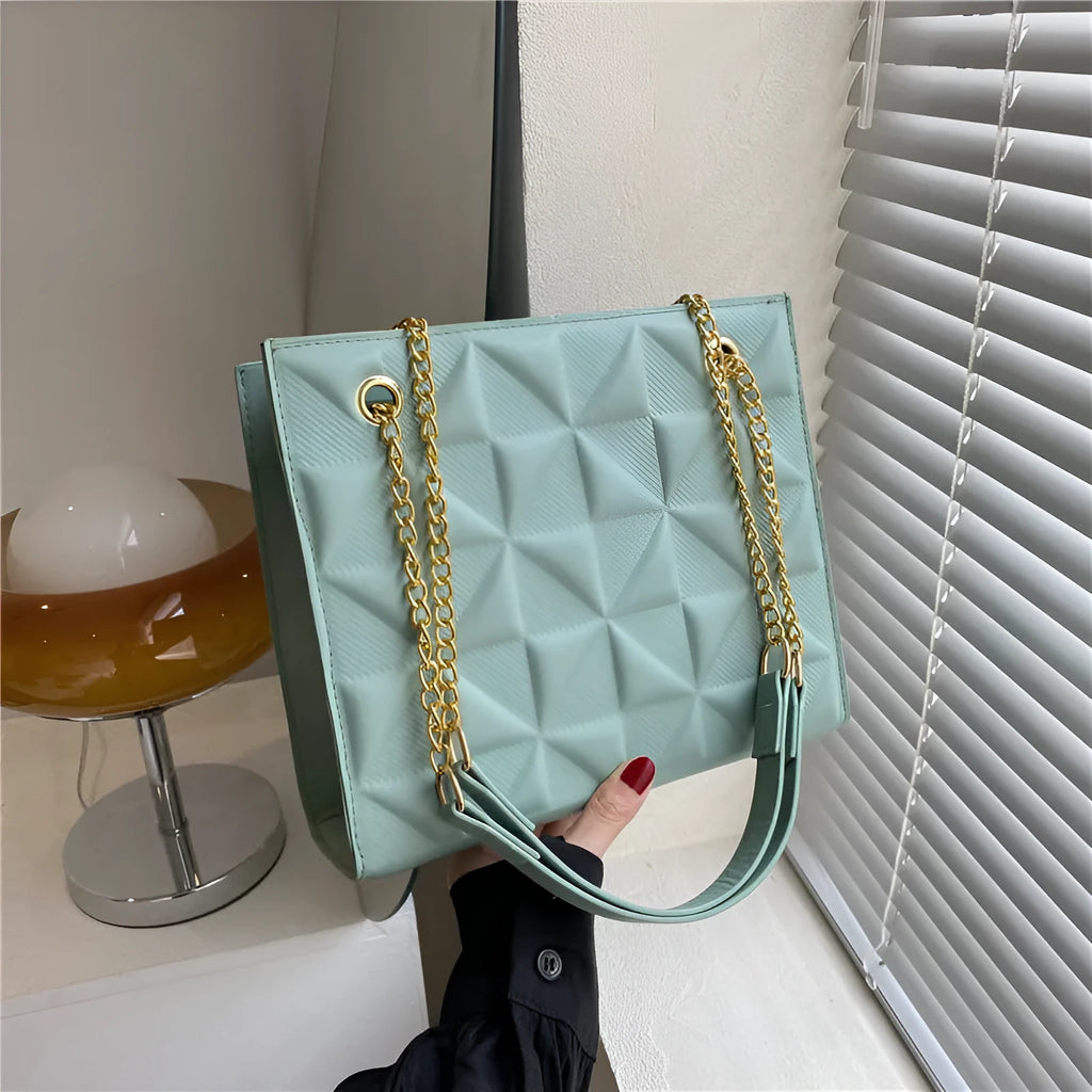 Women's PU shoulder messenger bag, horizontal square, plaid and rhombus pattern, open pocket and phone bag, six colours