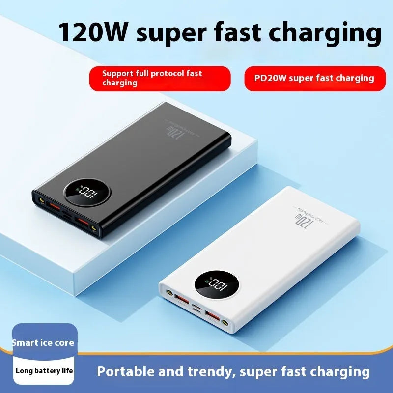 Fast charge power bank in black or white, 10000 MA or 20000 MA, 142 x 67.6 x 28.3 mm plastic shell