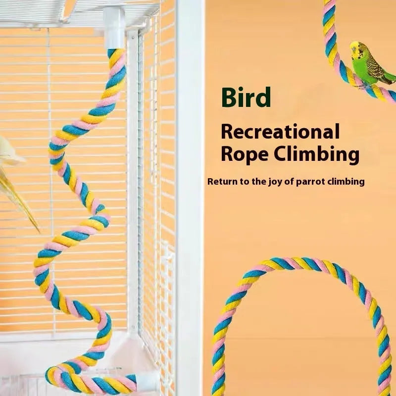 Climbing cotton string nibbling relieving stuffy toy bird for birds in S M L sizes