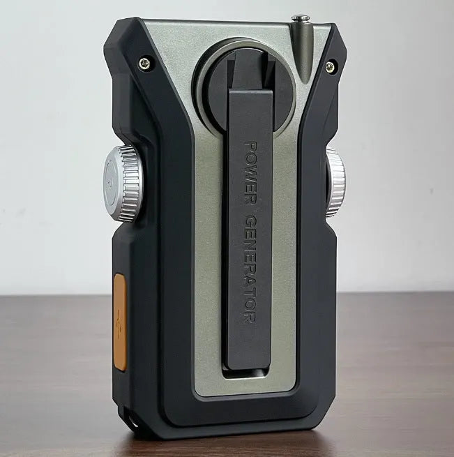 Multifunctional outdoor solar hand-crank radio flashlight with AM FM weather band USB charging 4000mAh ABS silver gray