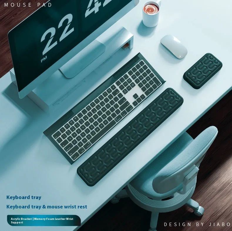 Double-sided keyboard and mouse pad with memory foam wrist rest in various colours