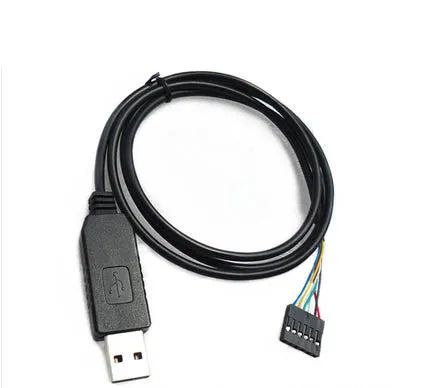 FT232 USB to TTL download line black 1 metre cable with 6-pin connector for military aerospace flashing