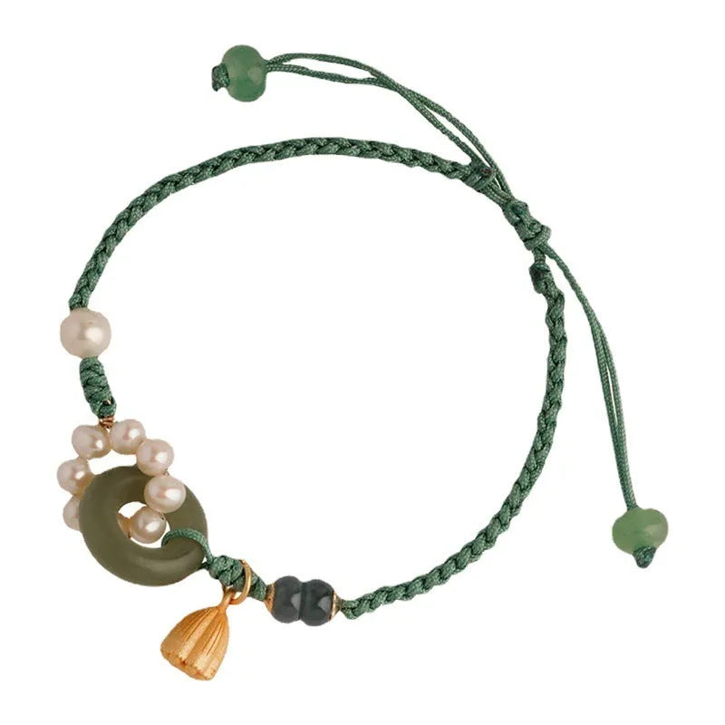 Hand-woven wire watch band with Pearl Peace Buckle retro colour for women's watches
