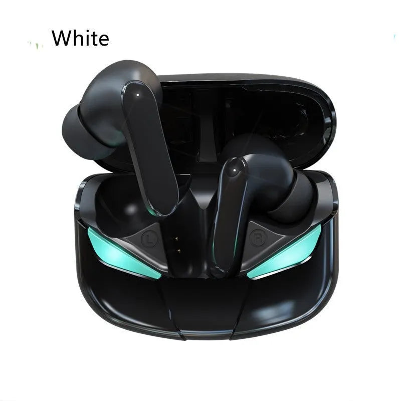 Wireless TWS in-ear sports headphones in black or white with bilateral stereo sound and charging case