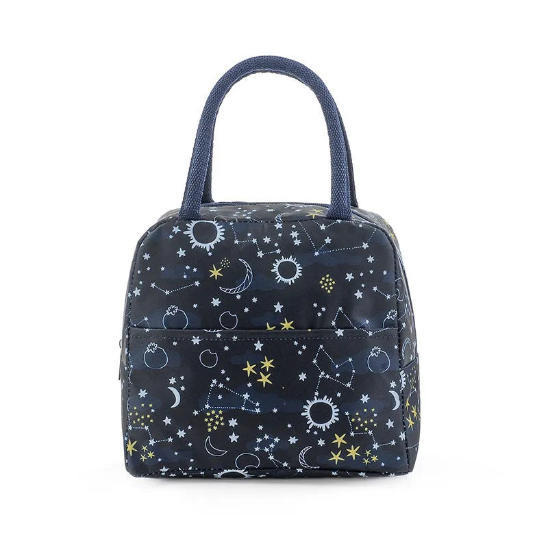 Insulated aluminium foil thermal lunch bag in Oxford cloth, shown in sea unicorn colour