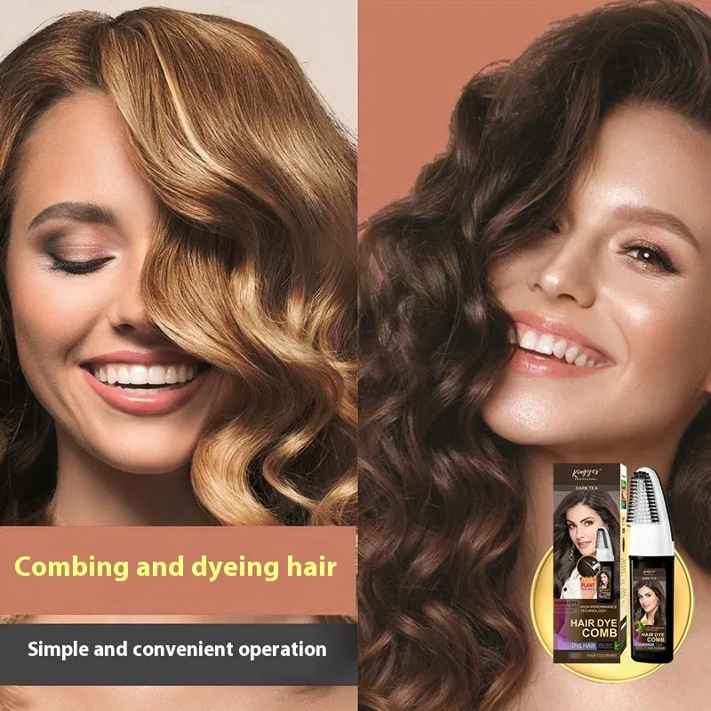Black box for Easy Comb Hair Dye Kit showing Brown, Dark Brown and Wine Red 200ML bottles.