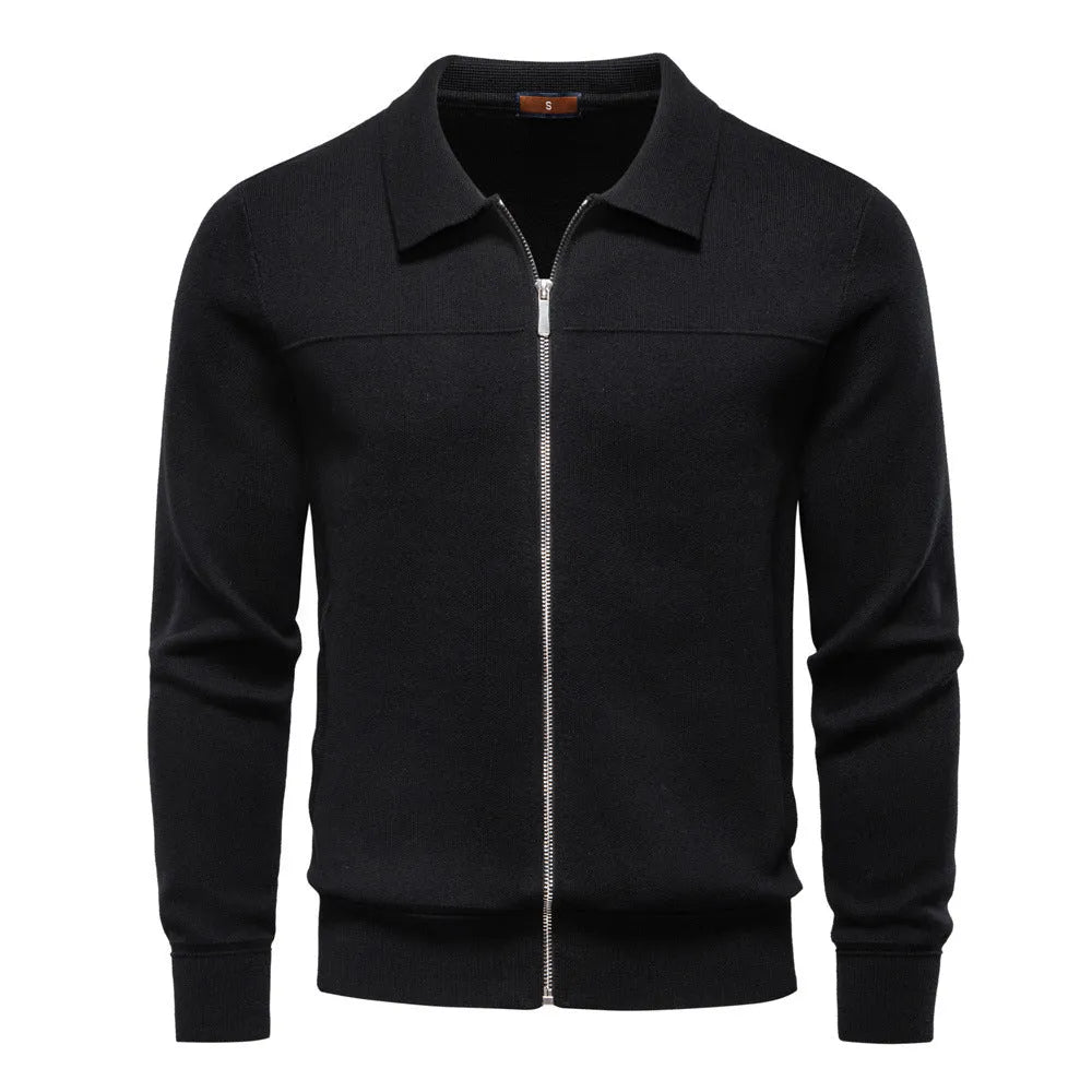 Men's 100% cotton zip cardigan jacket in slim fit black available in sizes S to XXL