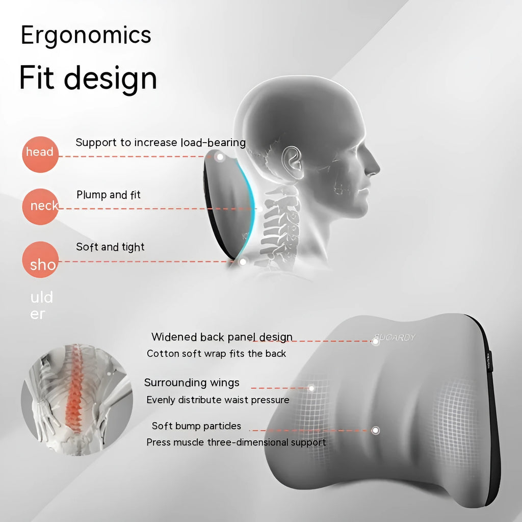 Memory foam car lumbar support cushion and matching headrest in selected colour