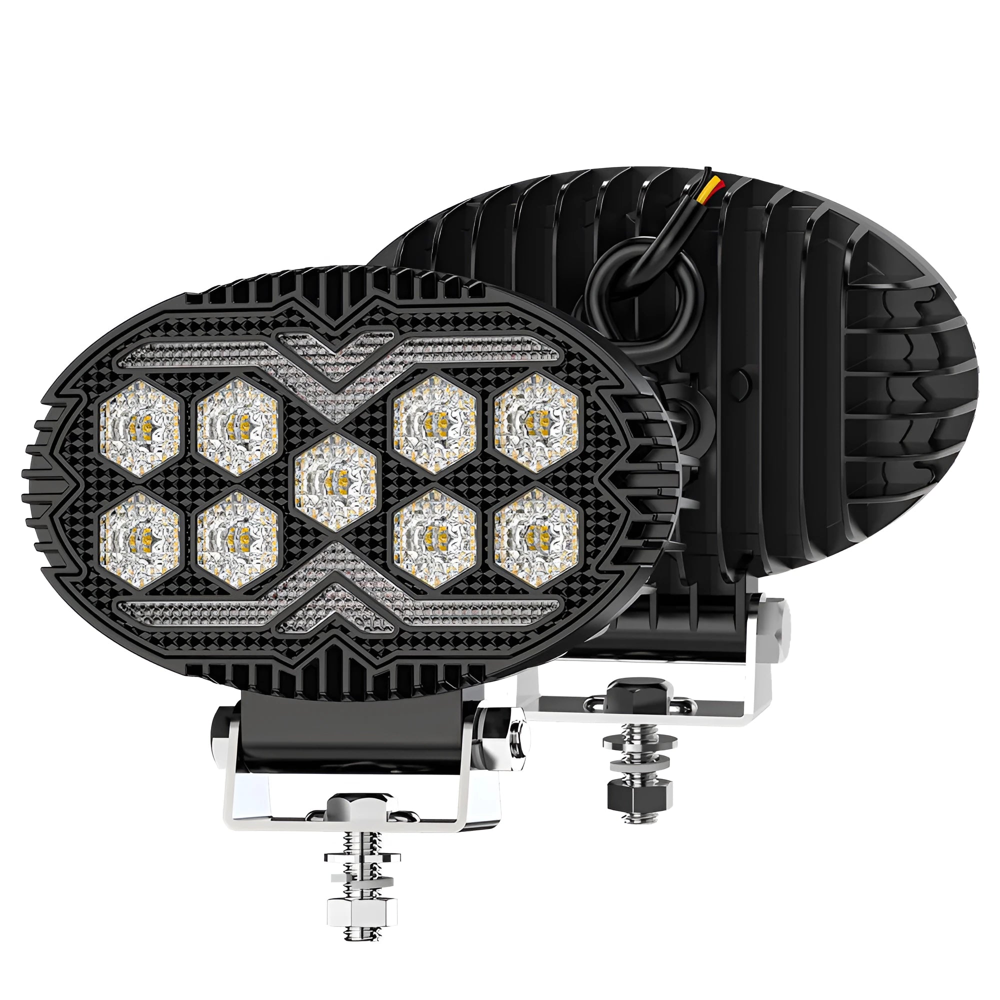 Black Warrior 55-inch oval 9-LED dual-color floodlight work light in aluminium alloy for vehicles