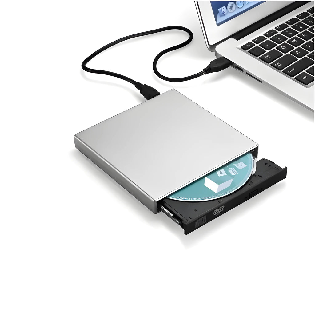 Neutral silver external DVD burner USB portable optical drive slim plastic body