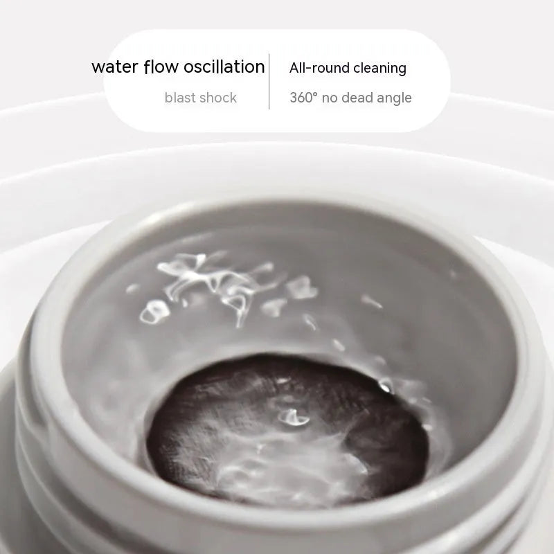 Automatic electric ultrasonic cleaning machine for invisible glasses in blue, pink, or pearl white.