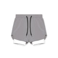 Men's double-layer quick-dry running shorts in khaki, mid-waist loose fit polyester fitness shorts with lining