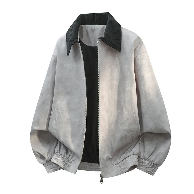 Men's stitching lapel casual jacket in multiple colours with straight hem design