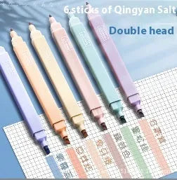 Set of double-headed fluorescent marker pens showing two coloured tips, available in mix colours or themed series packs.