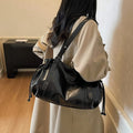 Women's PU crossbody underarm bag, horizontal square 48 x 13 x 20 cm, black brown coffee, inner patch pocket