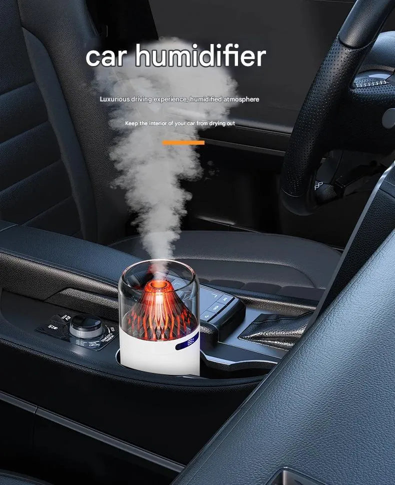 Volcano USB humidifier compact battery-powered digital display aromatherapy black white