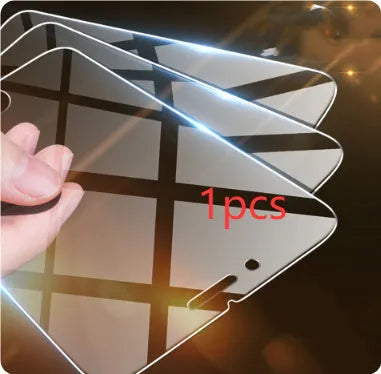 Tempered glass screen protector for iPhone showing transparent non-full screen design