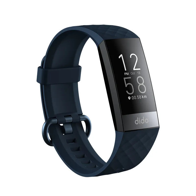 Y6 Black smart bracelet for blood pressure and ECG monitoring on a wrist, showing its 1.1-inch touch screen.