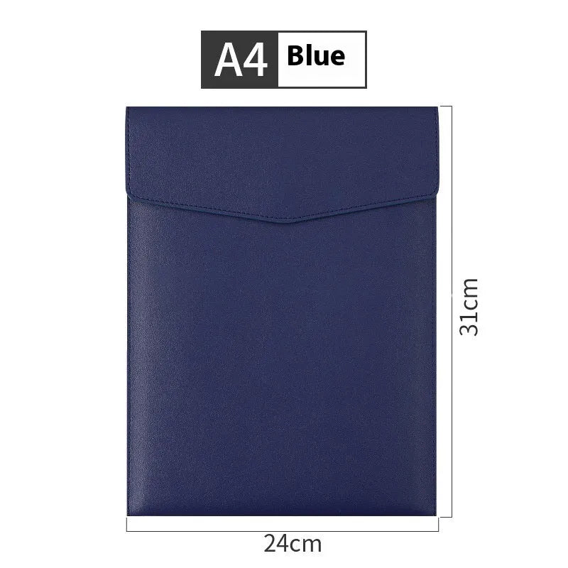 A4 vertical PVC leather file bag in black, blue, red, light brown, dark brown, light gray, dark gray for business documents