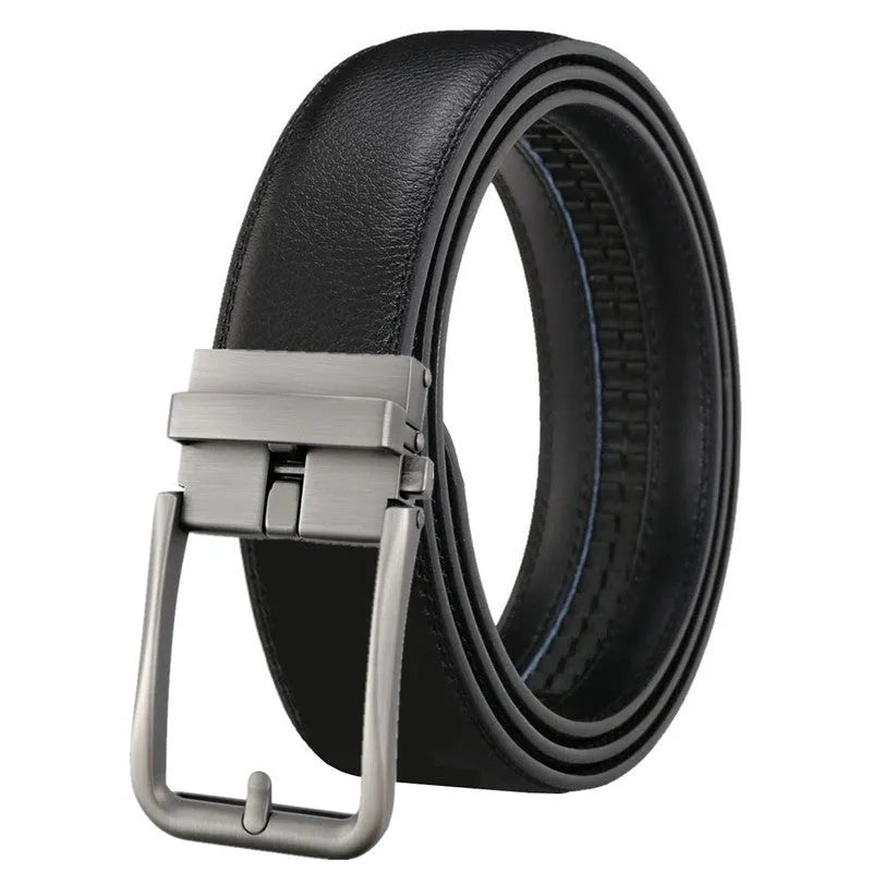 Men's genuine leather belt with automatic alloy buckle in brown colour