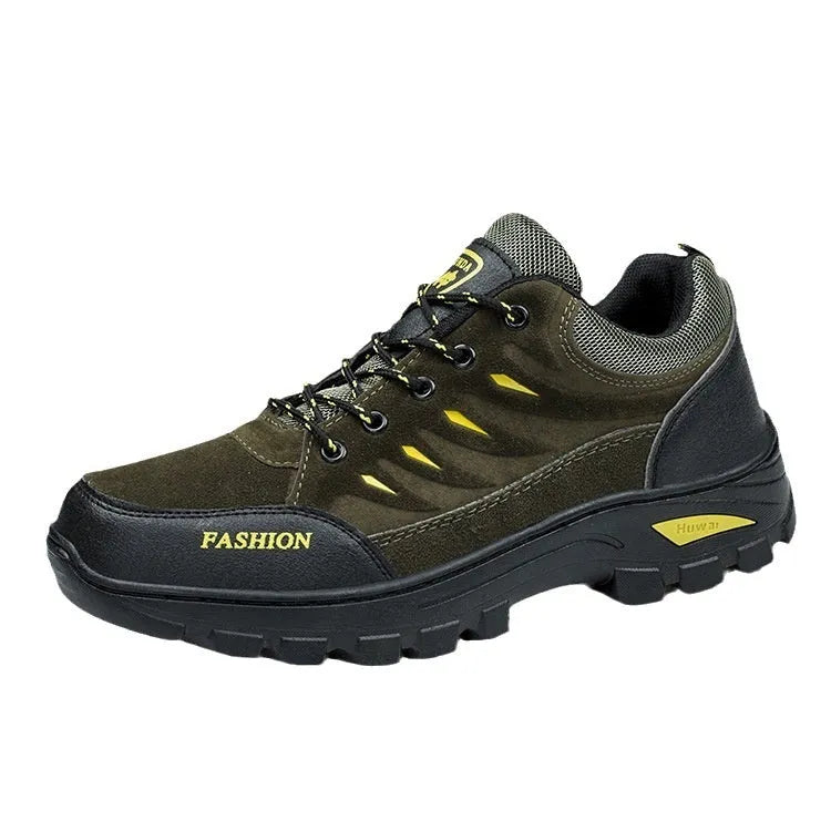 Men's mid-top hiking shoes with suede upper, round toe, and lace-up closure in multiple colour options