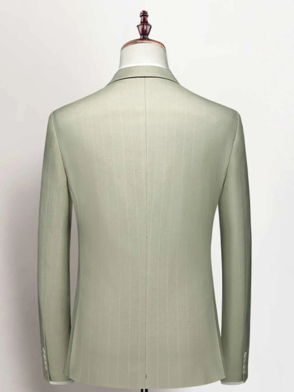 Men's three-piece light green business suit set with jacket, vest, and trousers, semi-hemp lining, flat collar