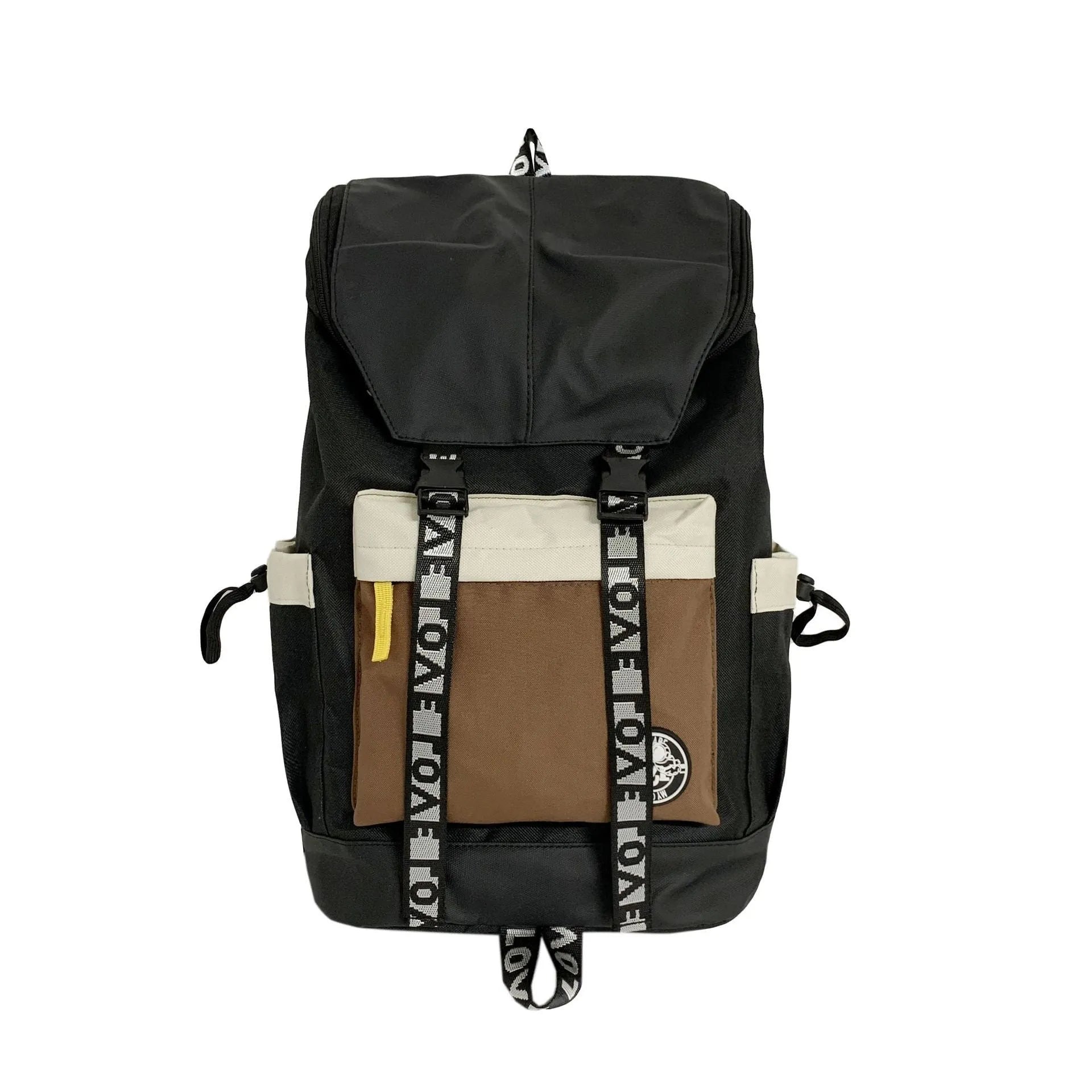 Colour matching Oxford cloth backpack shown in black, green, and red colour options