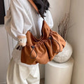 Ultra-light pleated crossbody student cloth bag in polyester with split pocket design