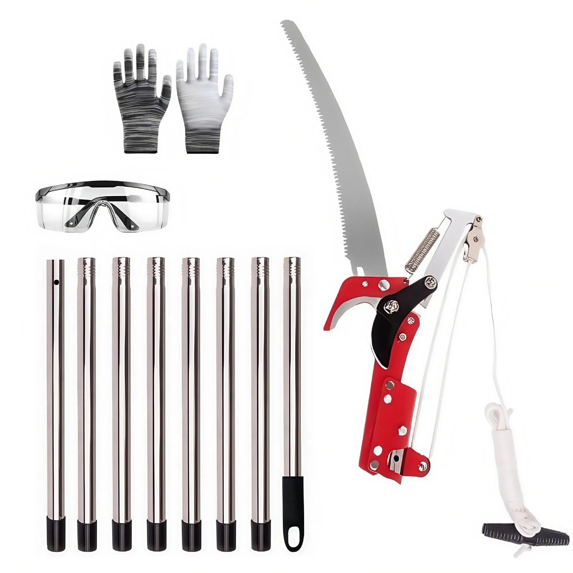 Pull rope pruning shears with 8-section assembly 3.3m metal saw blade