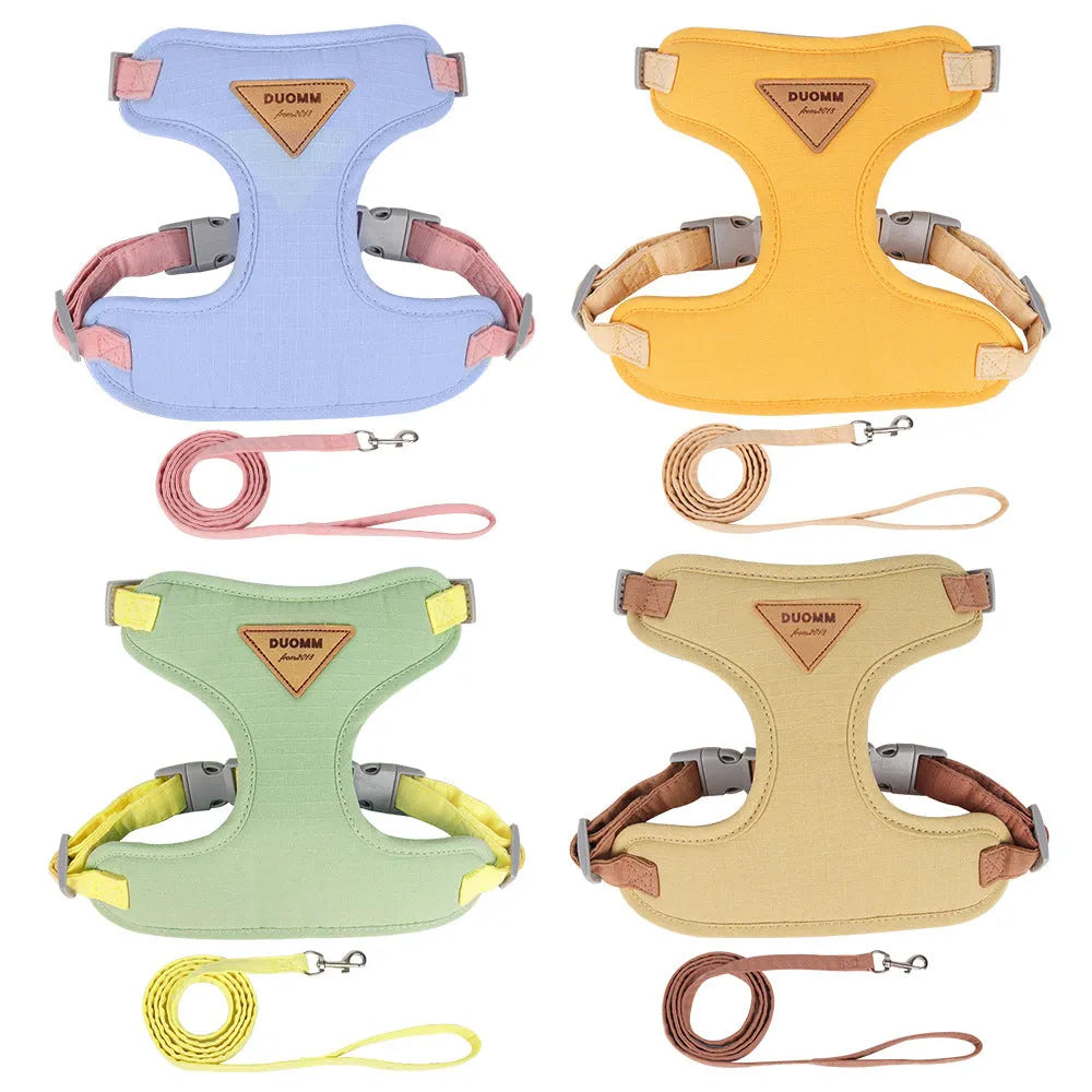 Cat chest harness and rope set in beige, sizes XS to L