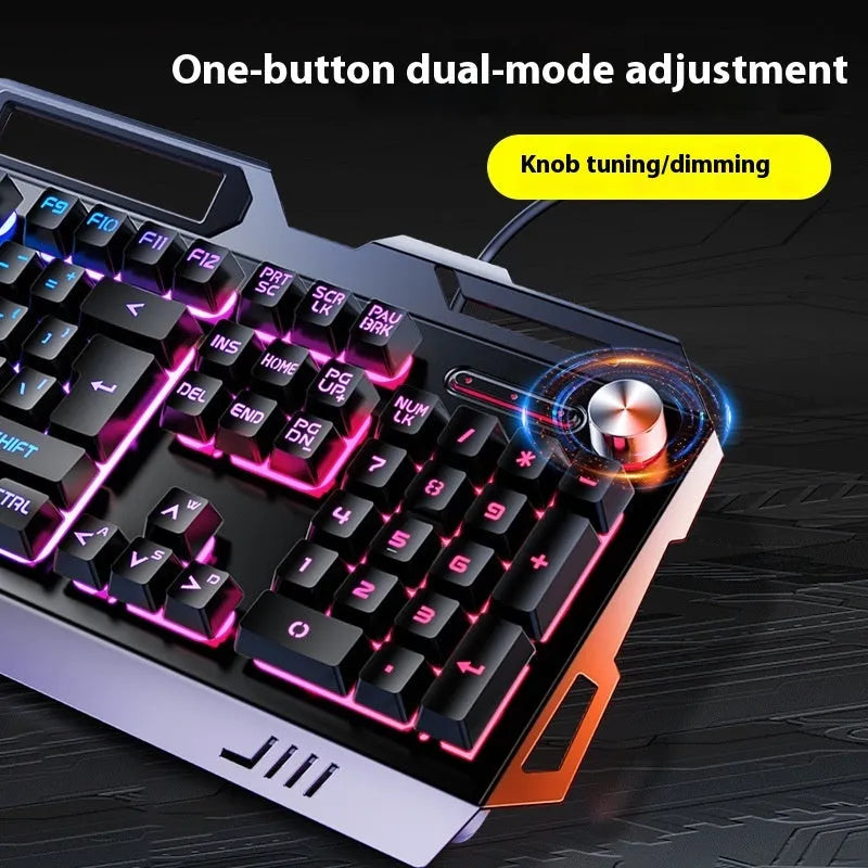 Silver Eagle V2G5 mechanical feeling keyboard with metal panel knob, white blue backlight, mouse and headset