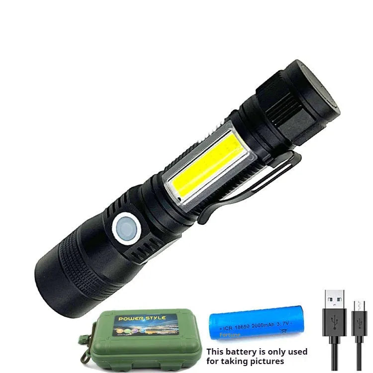 Multifunctional magnet USB charging strong light focusing flashlight in aluminium alloy