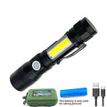 Multifunctional magnet USB charging strong light focusing flashlight in aluminium alloy