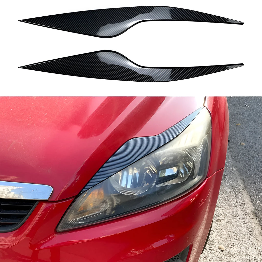 Ford Focus headlight sticker set in carbon fibre pattern or piano black finish
