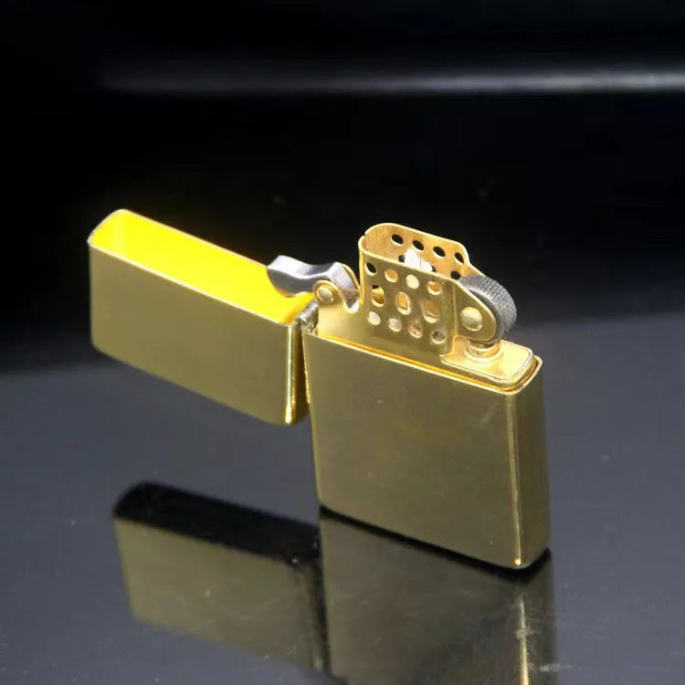 Bright chrome plate windproof metal kerosene lighter with modern simple design