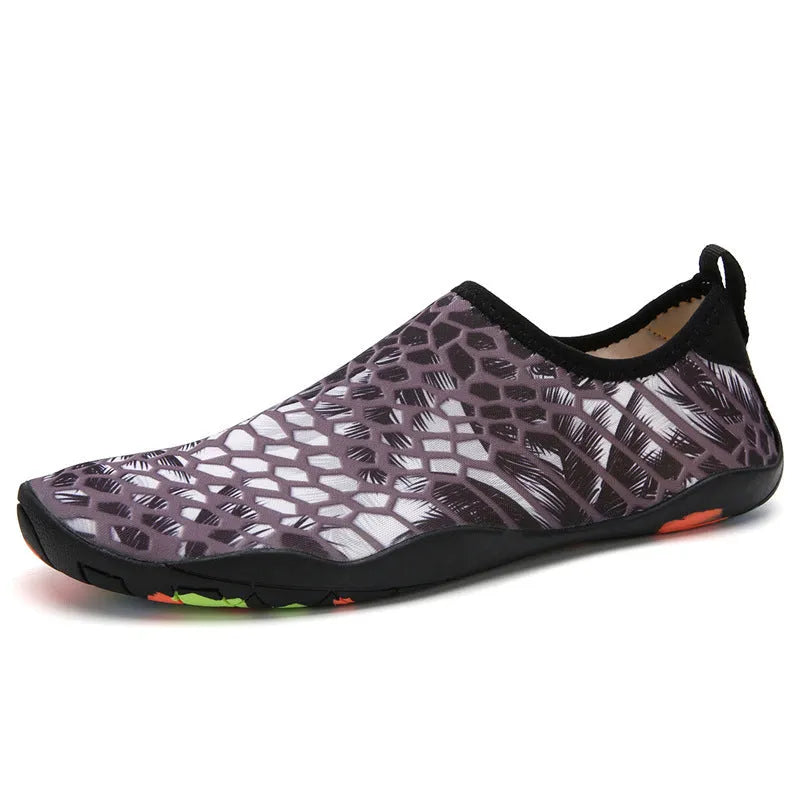Beach wading shoes with elastic Lycra uppers and EVA foam midsoles in multiple colour options