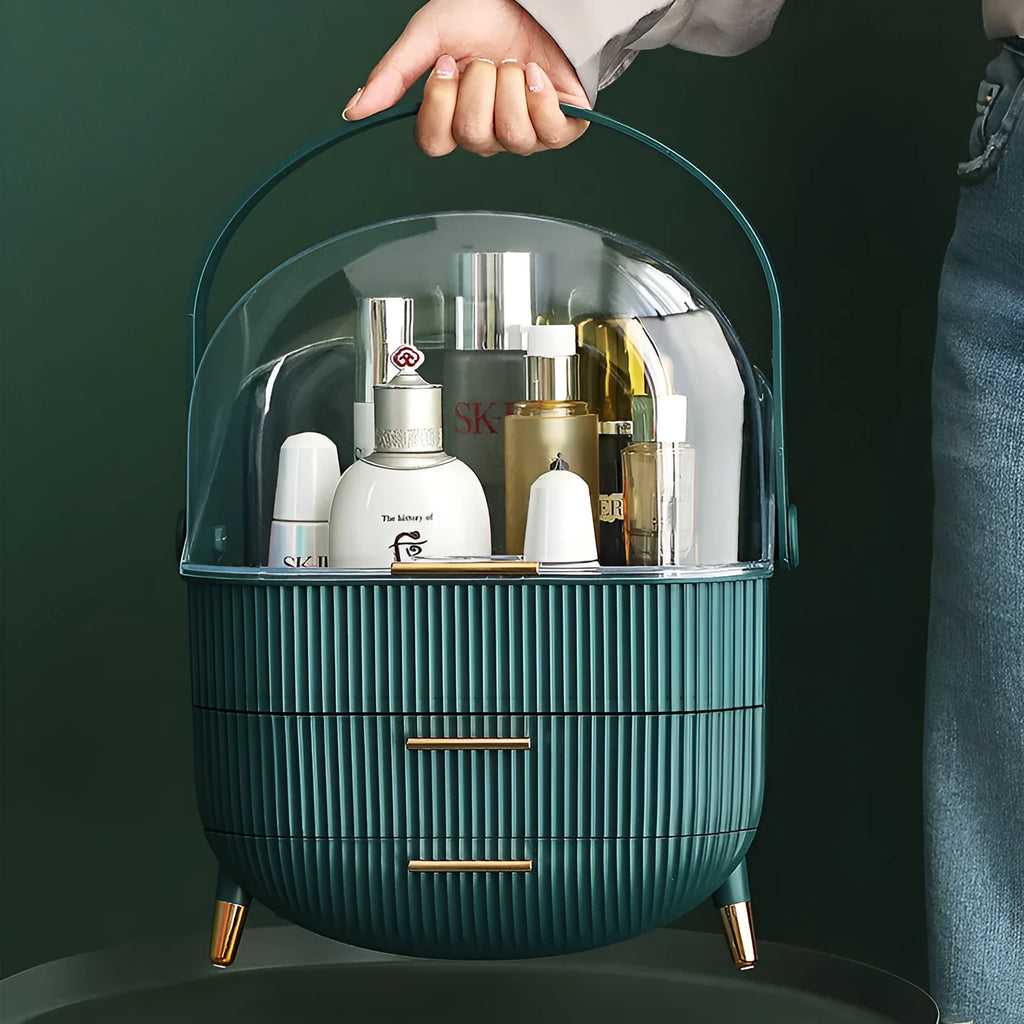 Light luxury desktop storage box for cosmetics in ABS+PS plastic, covered design, dustproof, available in multiple colours