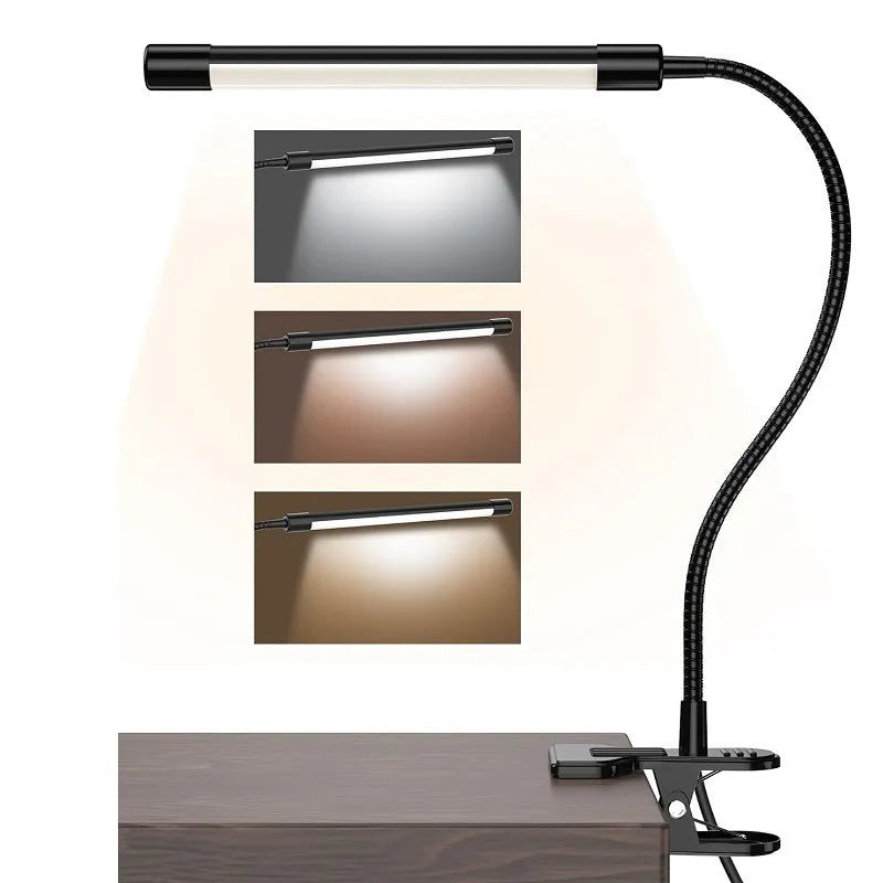 26cm black and white USB LED desk lamp for dormitory study areas with eye protection feature