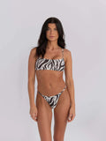 Women's striped banded bikini swimsuit with adjustable straps in polyester fabric
