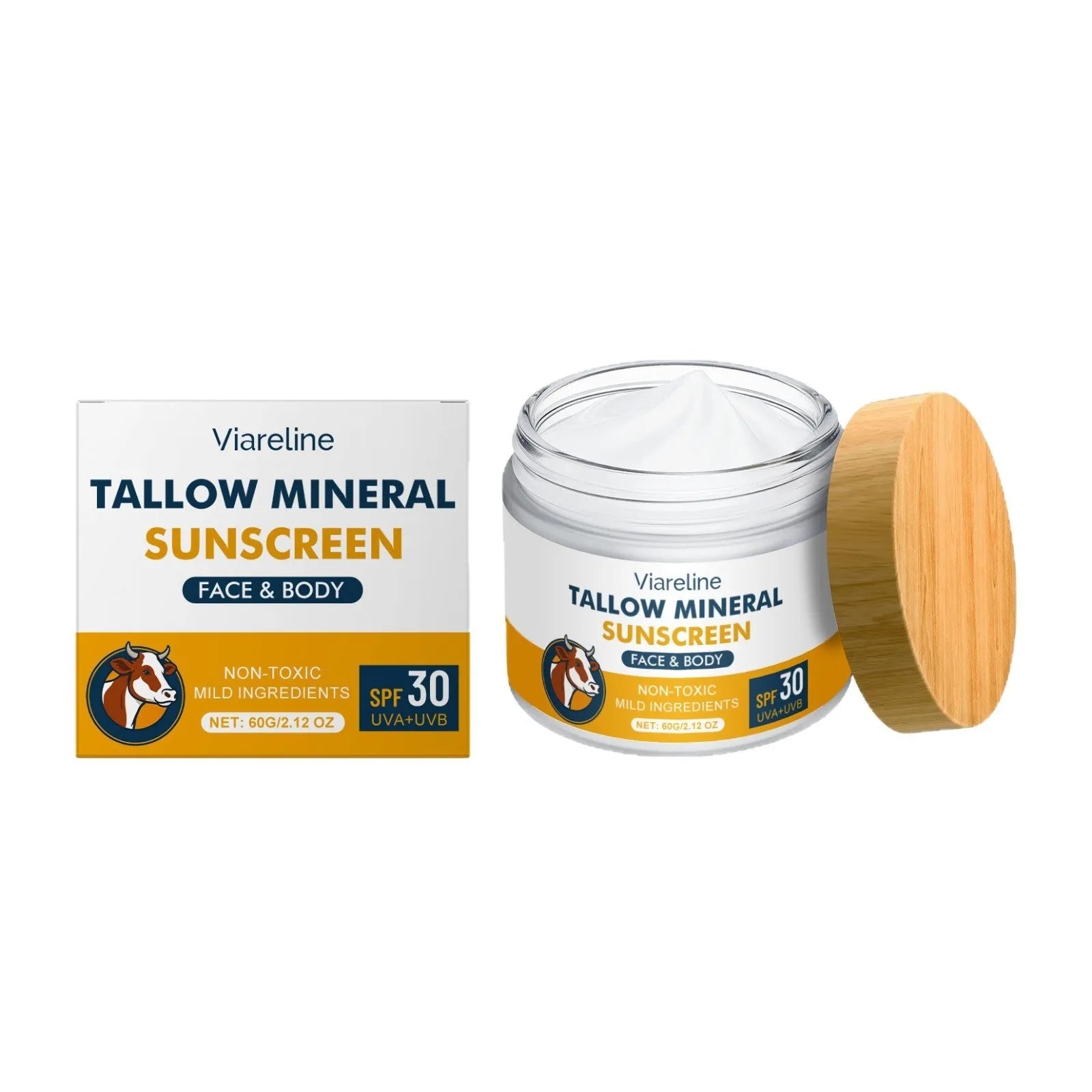 60g tube of cow fat moisturising sunscreen with titanium dioxide and zinc oxide mineral protection