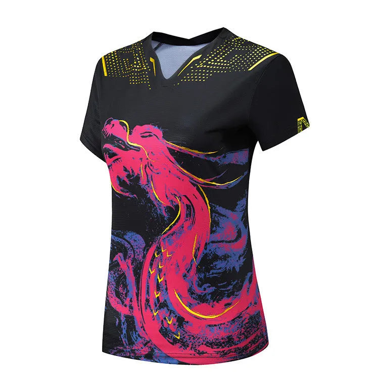 Aolong quick-dry badminton suit in dots pattern for men women children short sleeve S to 4XL sizes