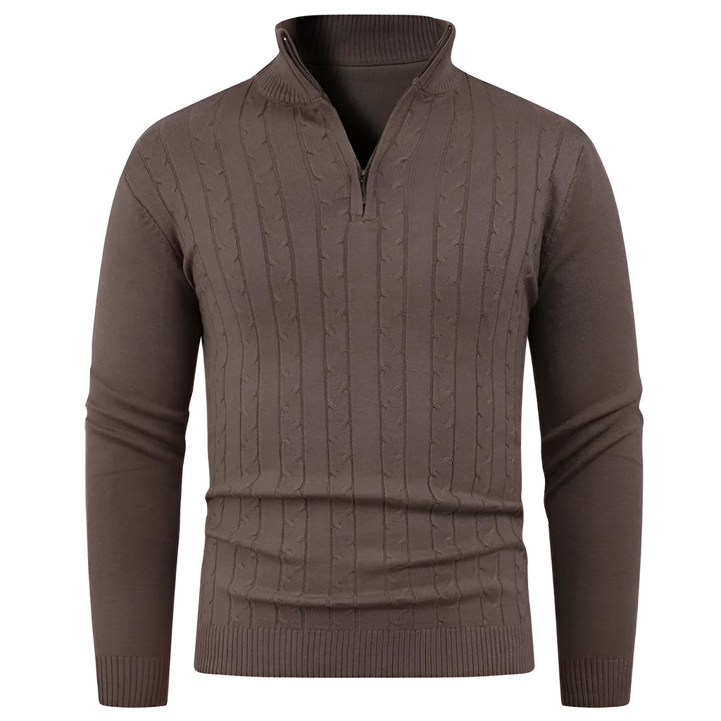 Men's casual pullover sweater in gray, long sleeve spandex blend, size M to 3XL, available in black brown gray khaki.