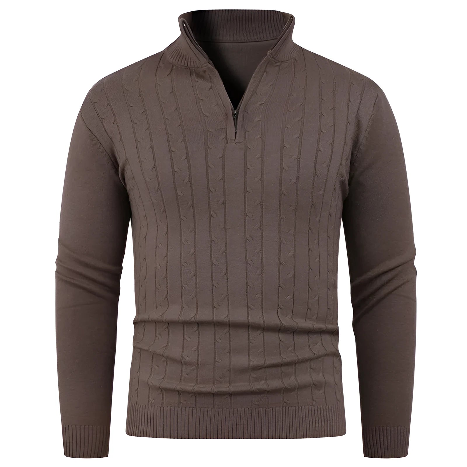 Men's casual pullover sweater in gray, long sleeve spandex blend, size M to 3XL, available in black brown gray khaki.