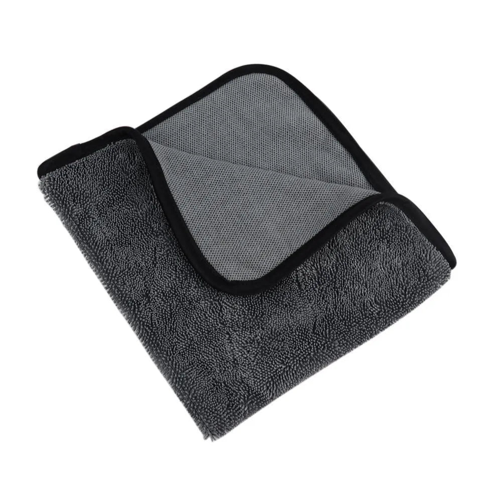 Grey microfiber car wash towel measuring 40 by 40 centimetres