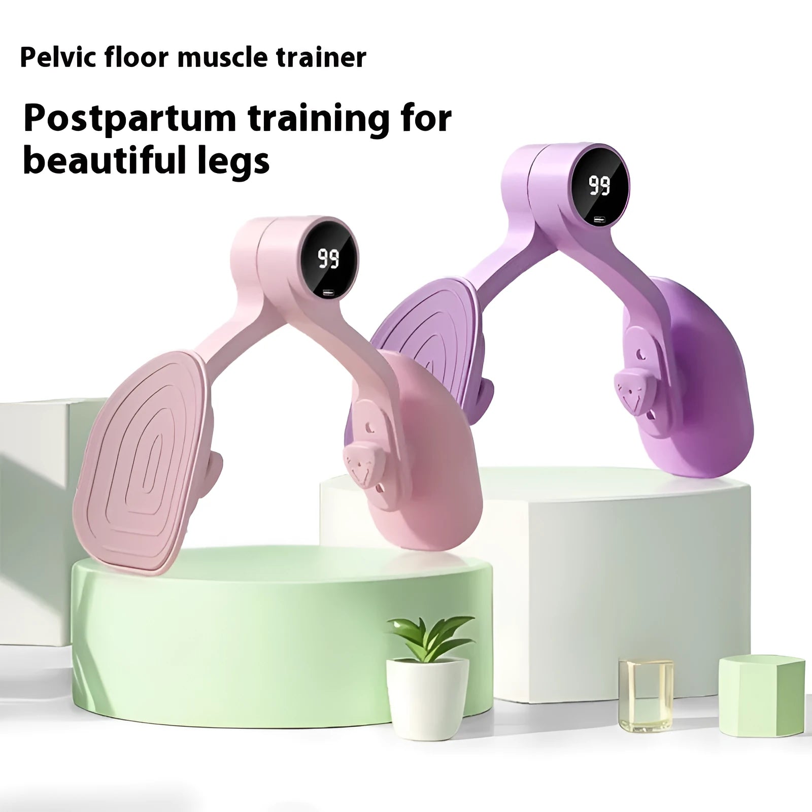 Pelvic floor muscle trainer with three resistance levels in pink colour variant