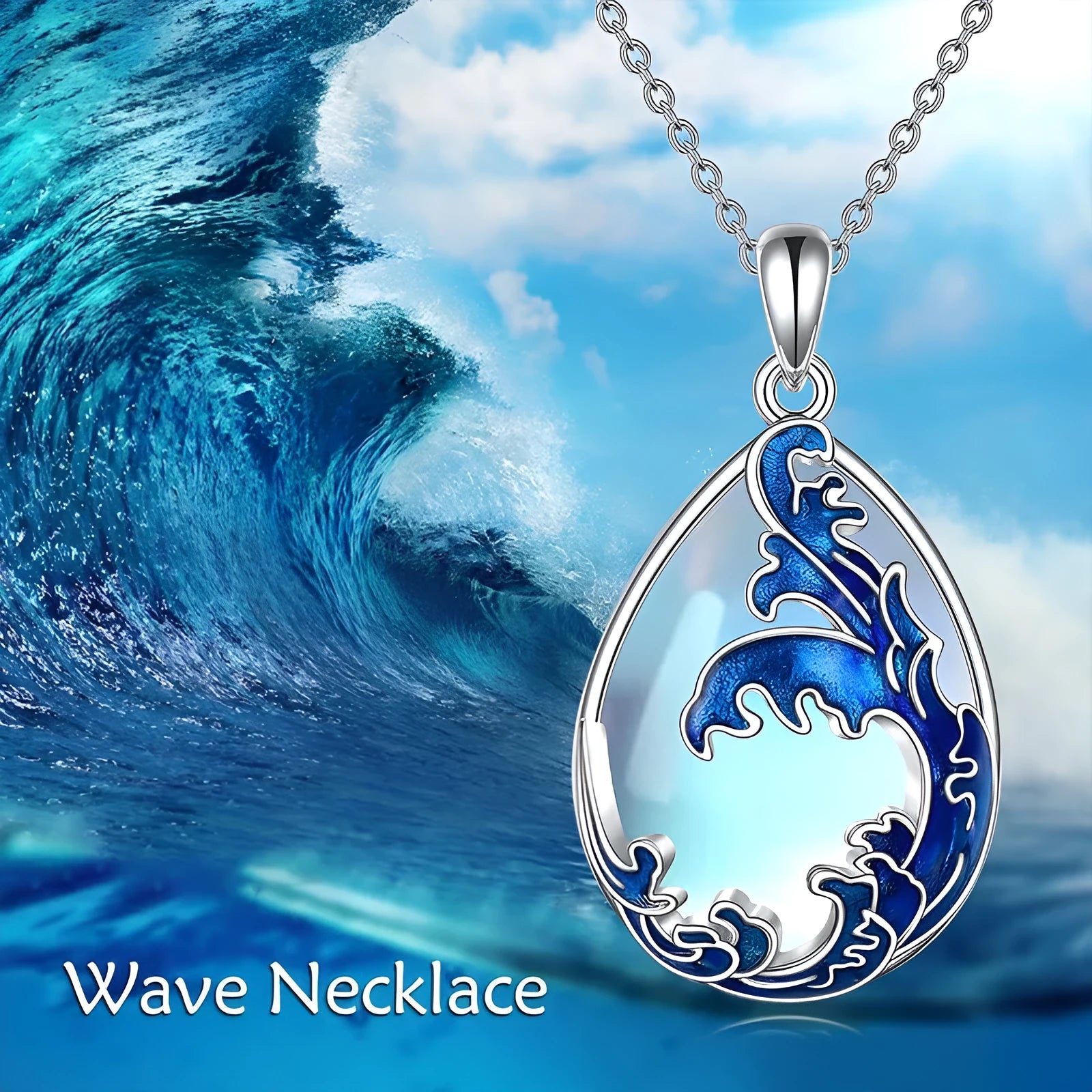 Hailang women's necklace with blue heart-shaped alloy pendant on a gold-toned adjustable chain.